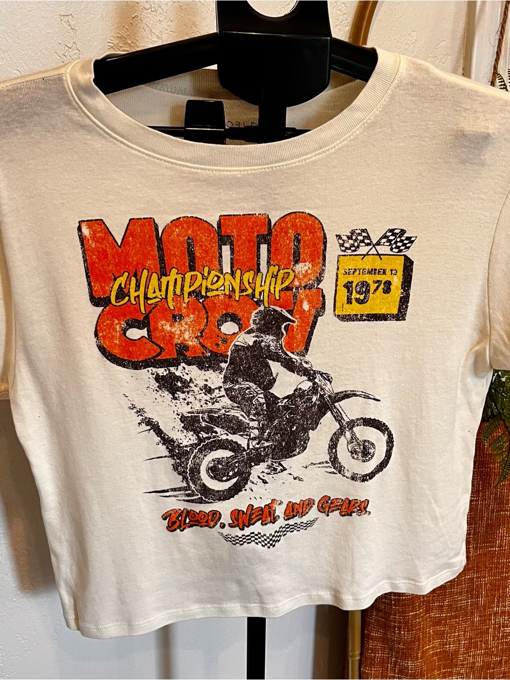 The Buckle Crop Cream Moto Cross Graphic Tee - Motorcycle Racing Shirt